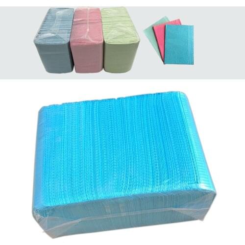 1 Package Dental Patient Bibs (125 pieces), Disposable, 2-ply Tissue & 1-ply Poly, 45*34cm (18"*13.5")