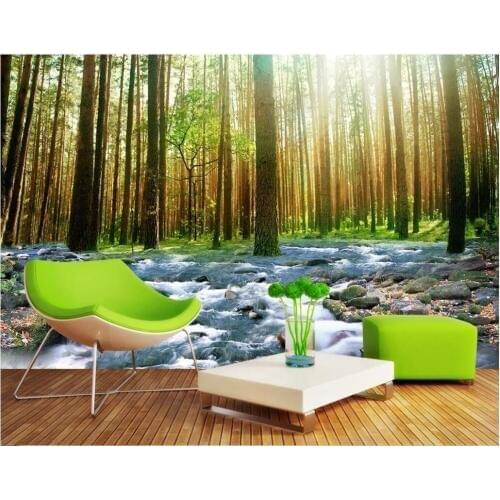 Custom photo 3d wall paper for living room Dreamy sunshine forest water home decor 3d wall murals wallpaper for walls 3 d