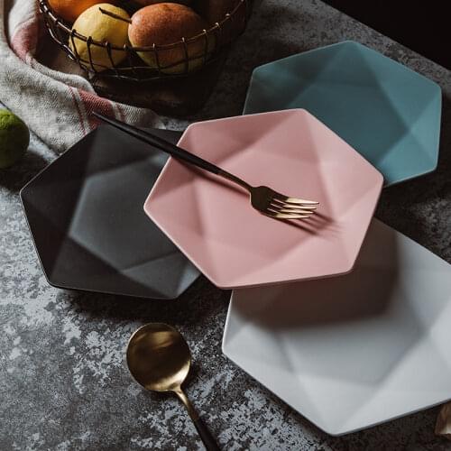 Simplicity Six-sided Matte Cute Creative Household Dinnerware Baby Plate Breakfast Dinner Plate nordic plate dinner plate