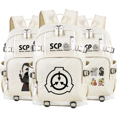 SCP Secure Contain Protect Beige Backpack Knapsack With USB Port Book Bag Travel School Bag Rucksack Boy Girls Laptop Bag Cos
