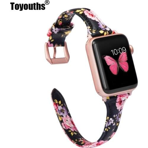 Premium Leather Watchband for Apple Watch Band Flexible Flowers Print Style Bracelet 42 mm 38 mm Strap For iwatch Band