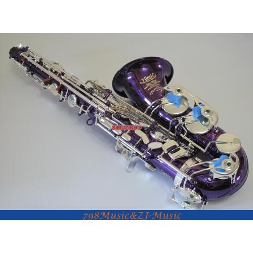 Purple Body and Silver Plated Keys Alto saxophone Eb Sax saxofon High F# Brand new With Case