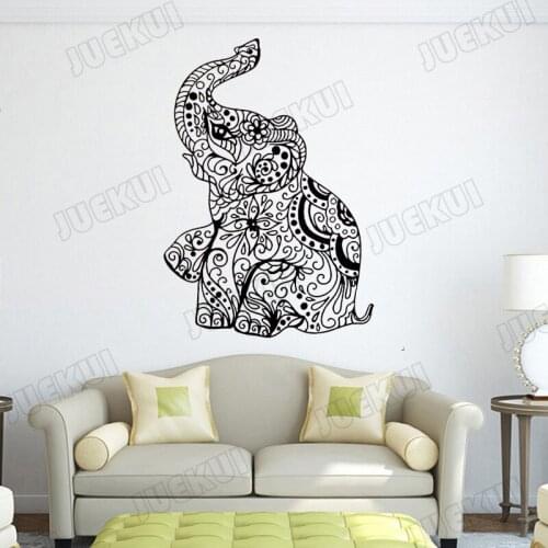 Elephant Mandala Removable Wallpaper Art Decals Living Room Home Poster Decor Wall Stickers for Yoga Room Vinyl Murals TA421