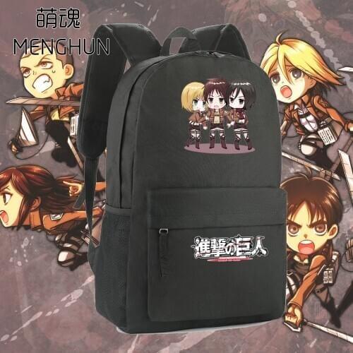 Attack on titan lovely anime fans black nylon school bag student backpack cartoon anime backpack Attack on Titan backpack