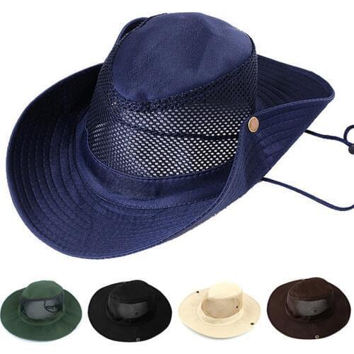 Men Womens Outdoor Wide Brim Sun Hat Side Snap Chin Cord Fishing Hiking Cap Camouflage Summer fishing Jungle Hunting Hats
