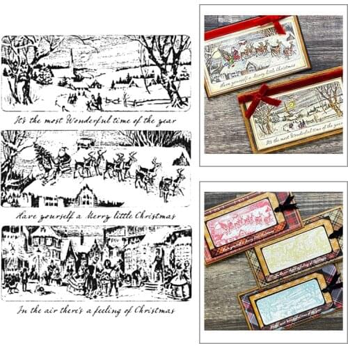2021 New Christmas Landscape Background Clear Stamps and Winter House Scrapbooking For Crafts Card Making no Metal Cutting Dies