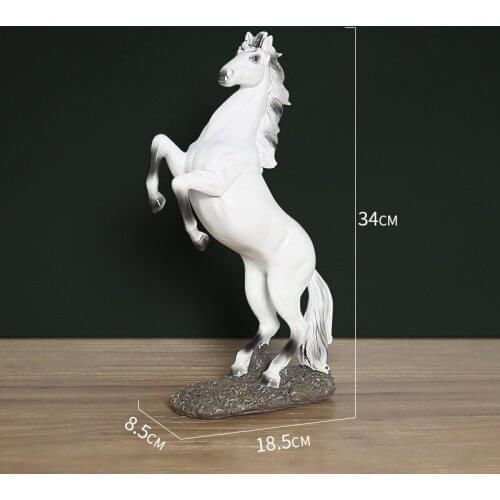 34cm Height European Resin Horse Statue Office Room Desk Decoration Accessories Animal Figurines Horse Sculpture Pop Art