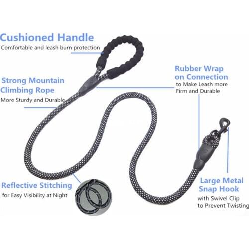 1.5m Dog Lead Rope Lengthening and Thickening Hot Style Nylon Round Rope Reflective Dog Chain Foam Comfortable