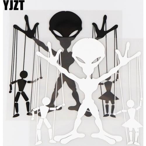 YJZT 14.5×14CM Ufo Car Window Fun Decor Alien Car Sticker Vinyl Decals Black / Silver 10A-0415