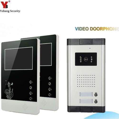 Yobang Security freeship 4.3 inch Apartments of 2 Units Kit Video Door Phone Video Intercom Entrance Doorbell phone Night Vision