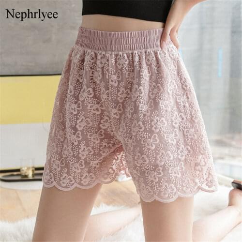 2021 Sexy Women Fashion Lace Shorts Summer New Soft Short Pants Ice Silk Casual Loose Breathable Shorts Female Homewear SHT124