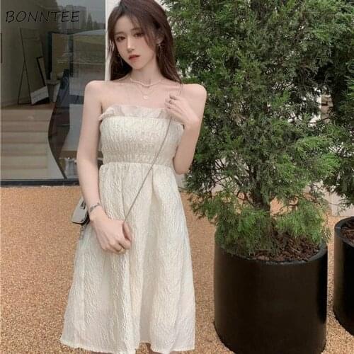 Strapless Dresses Women Backless Sexy Ladies Vestidos Design Holiday College Korean Style Leisure Harajuku Cozy Chic Streetwear