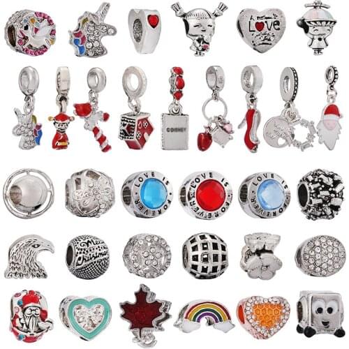 2Pcs/Lot Alloy Unicorn and Boy Girl Pendant Jewelry Beads DIY Ladies Bracelet Jewelry Making Brand Childrens Gifts