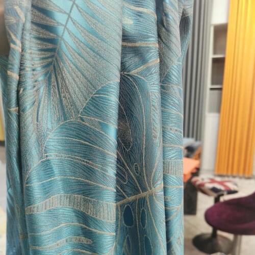 2021Modern Minimalist High-precision Tree Leaf Gold Thread Jacquard Embroidered Blackout Curtains for Living dining room bedroom