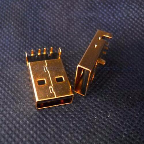 25pcs USB 2.0 A male 90 degree Sink board 2.0 USB Connector USB U disk interface Contact Terminal Gold Plating 3u