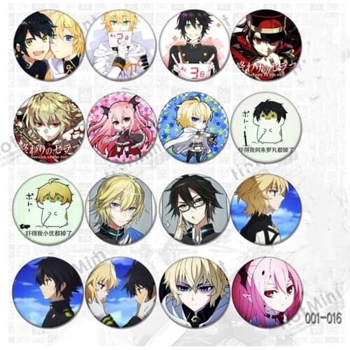 58MM Anime Seraph Of The End Owari No Anime Mitsuba Sangu Hiiragi Shinoa Yuichiro Hyakuya Shiho Kimizuki Badges Brooch Pins