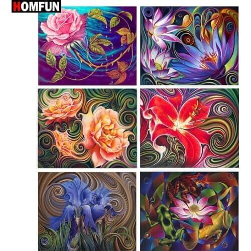 HOMFUN Full Square/Round Drill 5D DIY Diamond Painting "Abstract flower" 3D Embroidery Cross Stitch 5D Home Decor Gift