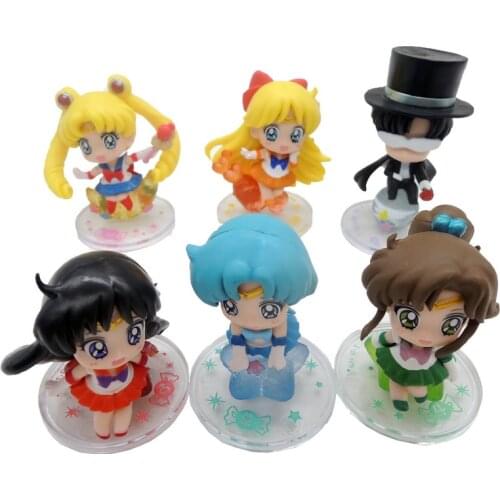 6pcs/lot Anime Figurine Crystal Q Version PVC Action Figures Model Toys