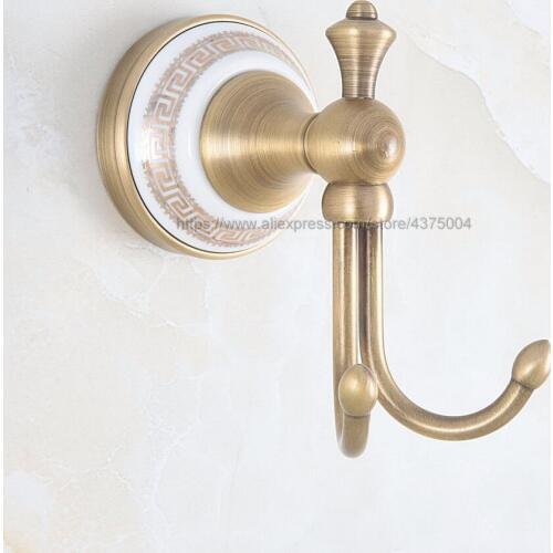 Antique Brass Clothes Hooks Wall Mounted with Porcelain towel rack clothes hook Bathroom Accessories Robe Hooks Nba576