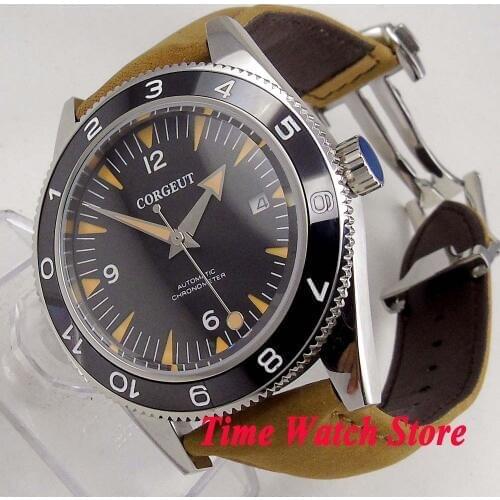 41mm corgeut Miyota 8215 5ATM automatic mens watch sapphire glass super luminous back see through deplouyant clasp