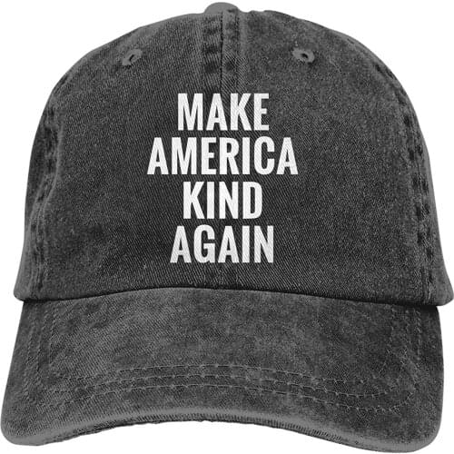 2020 Best Selling Mens/Womens Make America Kind Again-1 Cotton Denim Baseball Cap Adjustable Street Rapper Hat Black