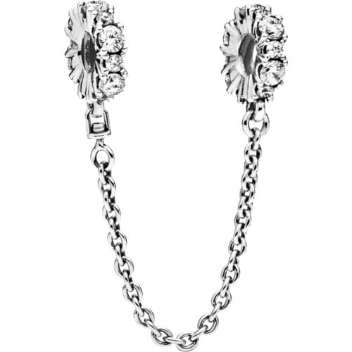 100% Sterling silver original charm free with colorful light blooming safety chain applied fit Pan bracelet with beads