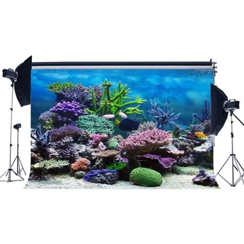 Underwater World Backdrop 3D Aquarium Backdrops for Photography Fancy Coral Undersea Photo Backgrounds
