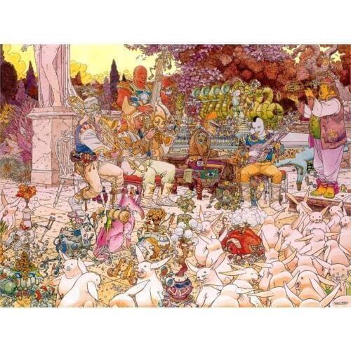 Jean Moebius Giraud animals rabbits music musician Home Decoration Canvas Poster