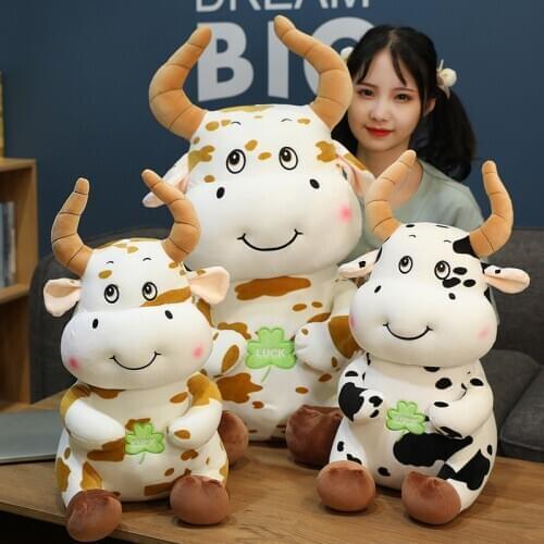 30-80cm New Year of The Bull 2021 Mascot Symbol Gift OX Year Stuffed Cattle Doll Kawaii Lucky Cute Cow Plush Soft Toy Plushie