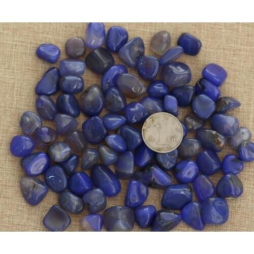 10-20mm 200g Natural Blue Agate Tumbled Stones Pocket Stones Wholesale Reiki Healing