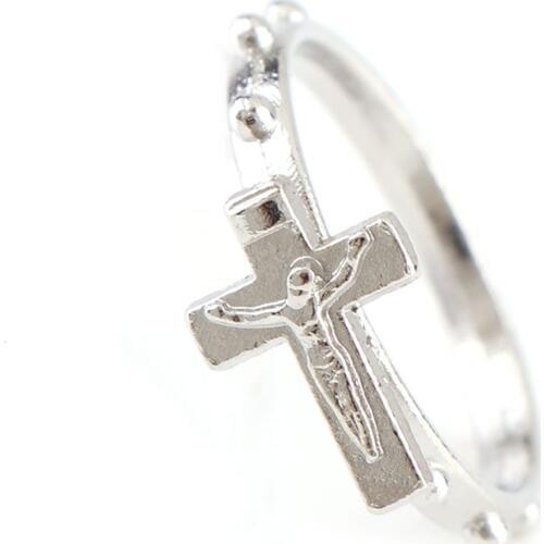 12 Pieces Silver 16/18/20mm Multiple Sizes Religious Crucifix Catholic Round Rings Alloy Rings lap