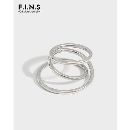F.I.N.S Minimalist Fine Jewelry Three-Layer S925 Sterling Silver Ring Simple Line Layered Finger Rings for Women Decoration