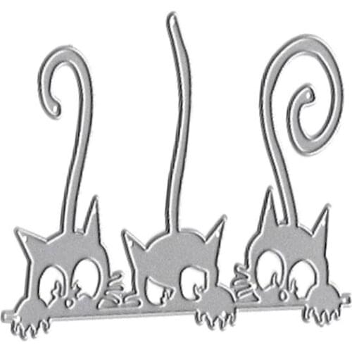 Cats Metal Cutting Dies Stencil DIY Scrapbooking Album Stamp Paper Card Embossing Decor Craft