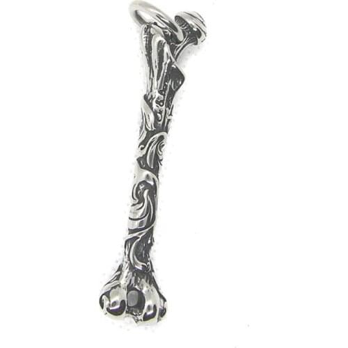 Bone Pendant 316L Stainless Steel Gothic Biker Punk Animal Protection Necklace 65cm Chain
