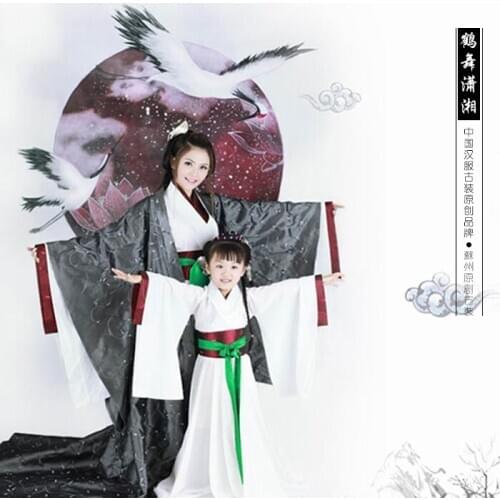 He Wu Xiao Xiang Fairy Crane Mother Daughter Costume Set Little Girl Hanfu Costume Photography