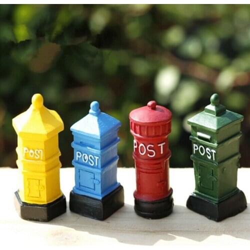 Mini Retro Red Postbox Miniatures Fairy Garden Decoration Micro Landscape Fairy ZAKKA Bonsai Terrarium Figurine Crafts Decor