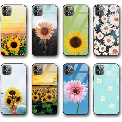 Ciciber Fashion Sunflower Funda Case for iphone 12 Case for iphone 12 11 Pro XS Max mini XR X 7 8 6 6s Plus SE 2020 Glass Shell