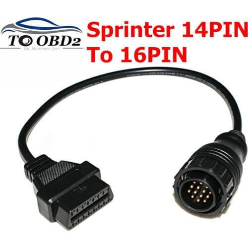 New OBD Adapter Cable For Mercedes for Benz 14Pin to 16 Pin OBD 2 Diagnostic Connector Cable 14 Pin Cable For Sprinter For Benz
