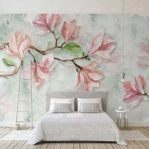 Custom Mural Wallpaper Nordic Style Watercolor Flowers Wall Cloth Living Room TV Sofa Backdrop Wall Painting Modern Wall Paper
