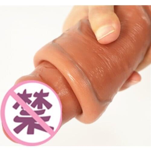 Huge Dildo Realistic Sliding Foreskin Penis Adult Female Masturbator Big Dick Suction Cup Dildos Anal Sex Toys for Women Lesbian