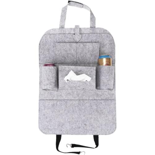 Backseat Organizer Felt 6-Pocket Kids Toys Car Back Seat Travel Storage Bag for iPad Tissue Box Pen (Gray)
