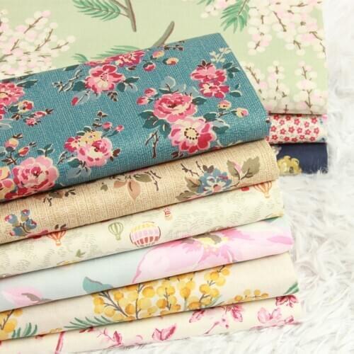 Half Meter Pulp Plain Cotton Fabric A Little Hard, Northern Europe Flower Print, Handmade DIY Bag Cloth 100% Cotton CR-747