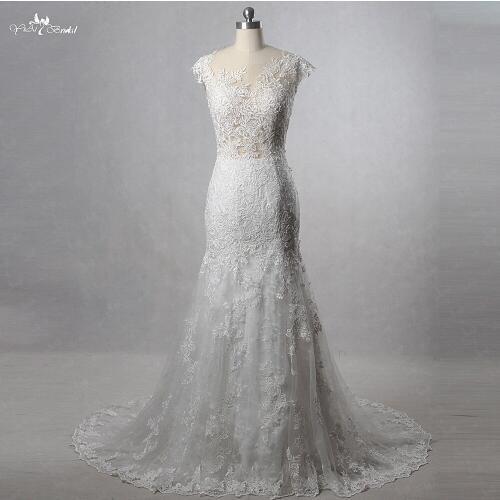 RSW949 Yiaibridal Real Job Photos Cap Sleeves Backless Mermaid Lace Wedding Dress