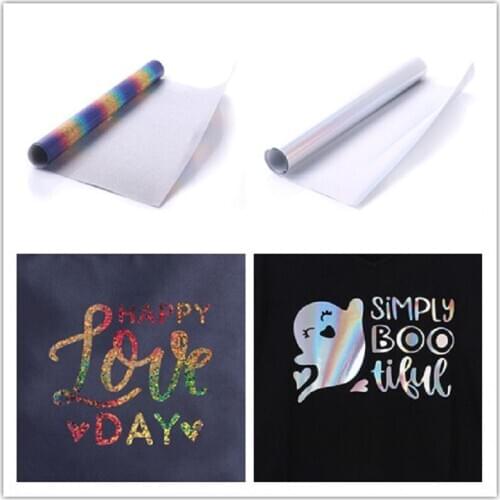 SUNICE Two color Mixed Pack Holographic Heat Transfer Vinyl Heat Press Film Frabic 4 Sheet 25cmX30cm(9.8inchX11.8inch) DIY