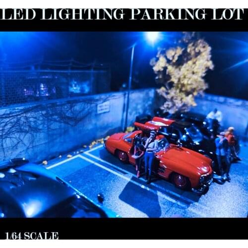 Diorama 1/64 LED Lighting Garage Acrylic Cover Model Car Parking Lot Collection Display Christmas gift