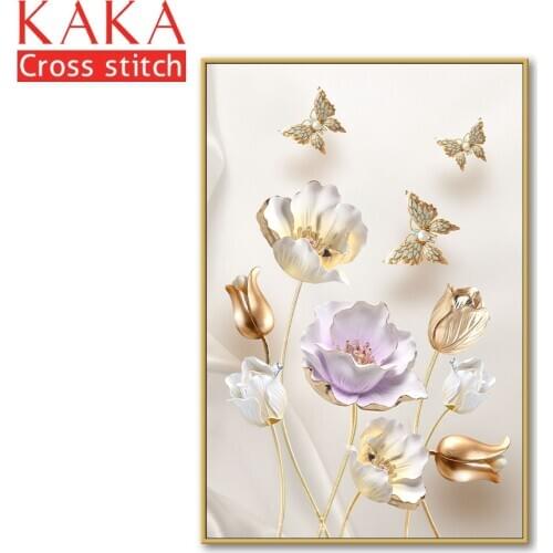 Cross stitch kits,Embroidery needlework sets with printed pattern,11CT-canvas for Home Decor Painting,Flowers Full NCKF295