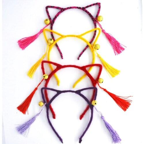 Party Girls Women Cute Cat Fox Ear Headband Tassels Anime Cosplay Costume Bell Hair Band Gift birthday Christmas Halloween