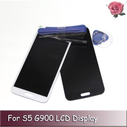 LCD for Samsung Galaxy S5 G900F G900 LCD display touch screen digitizer full Assembly replacement parts White Black