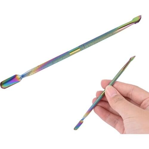 1pcs Rainbow Pusher Cuticle Pusher Dead Skin Remover Manicure Nail Art Double-end Cuticle Pusher Remover Woman Lady Nail Clean
