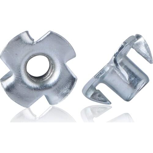 10pcs/lot M3 M4 M5 M6 M8 M10 Zinc Plated Four Claws Nut Speaker Nut T-nut Blind Pronged Tee Nut Furniture Hardware